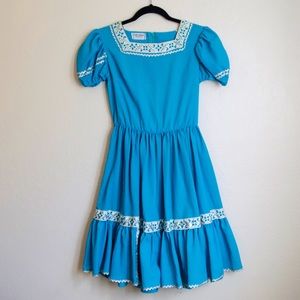 Vtg turquoise flare costume dress